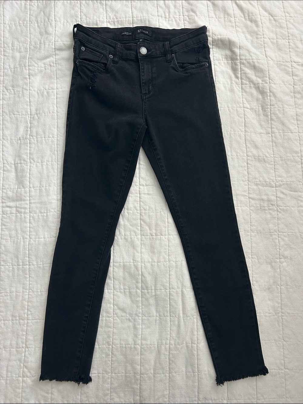 STS Blue Women's Black Ankle Skinny Jeans — Frayed Hem